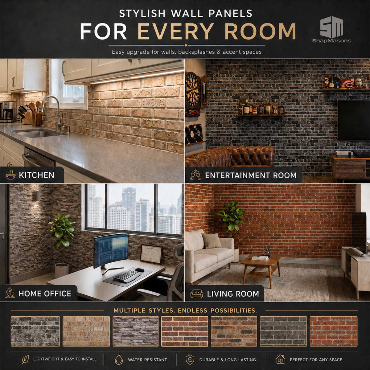 Babylon faux brick 3D styrofoam wall cover for DIY decor