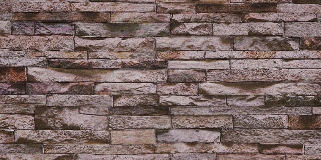 Gemstone 3D faux stacked stone styrofoam wall panel with multi-tone purple-brown stone texture