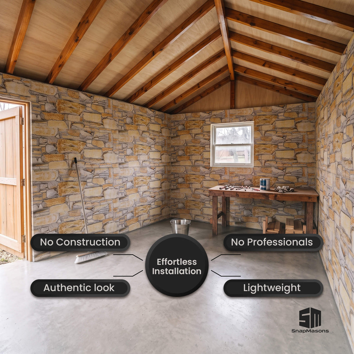 Insulated faux fieldstone styrofoam wall panel for interior design