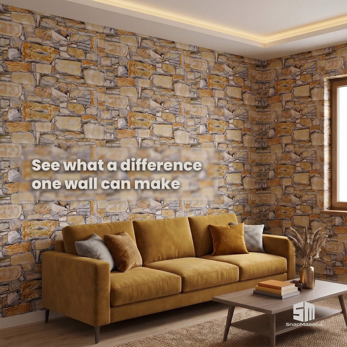 Textured faux cobblestone styrofoam wall panel for feature walls