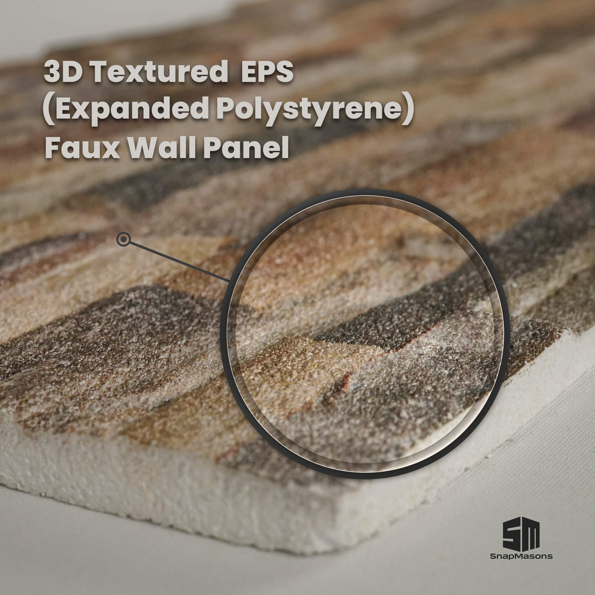 Lightweight 3D faux stacked stone wall covering panel made of styrofoam