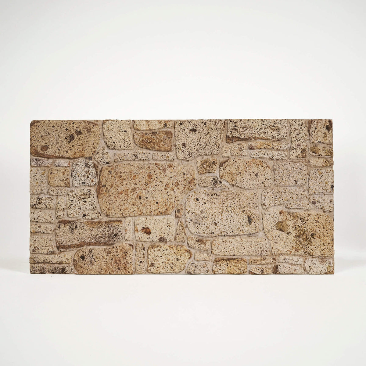 Travertine 3D faux stone styrofoam wall panel with natural beige cobblestone texture