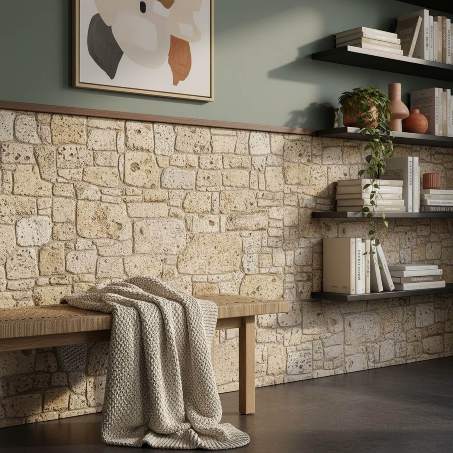 Travertine 3D Faux Stone Wall Panel – Decorative Styrofoam Stone Effect