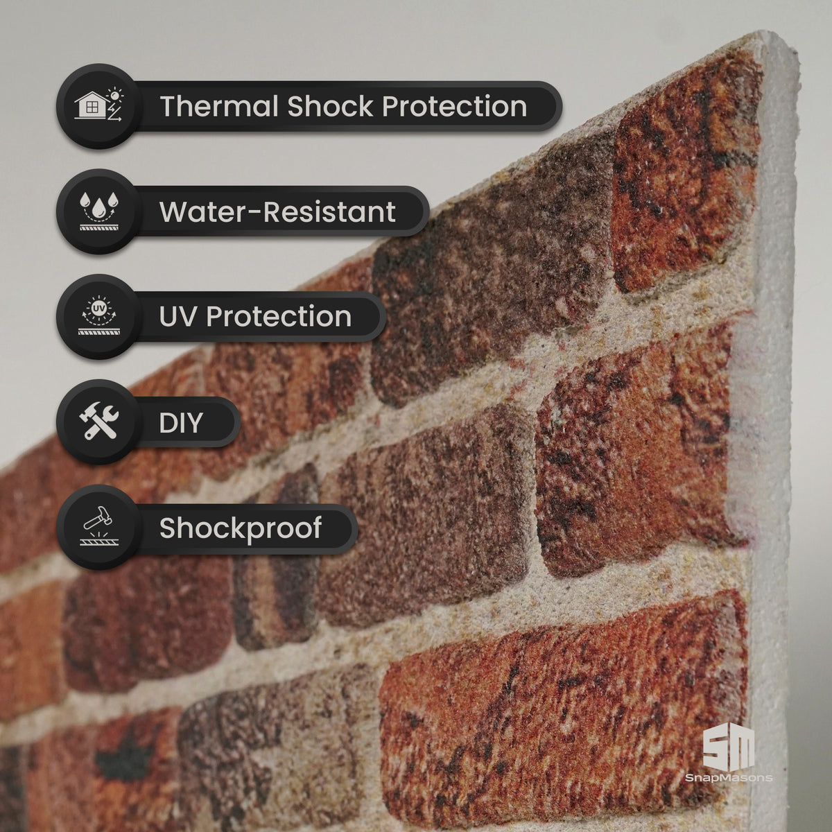 Lightweight 3D faux brick styrofoam wall covering panel