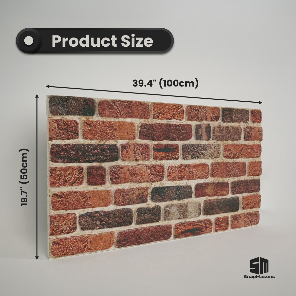 Faux red brick styrofoam wall panel with textured 3D surface