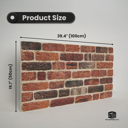 Faux red brick styrofoam wall panel with textured 3D surface