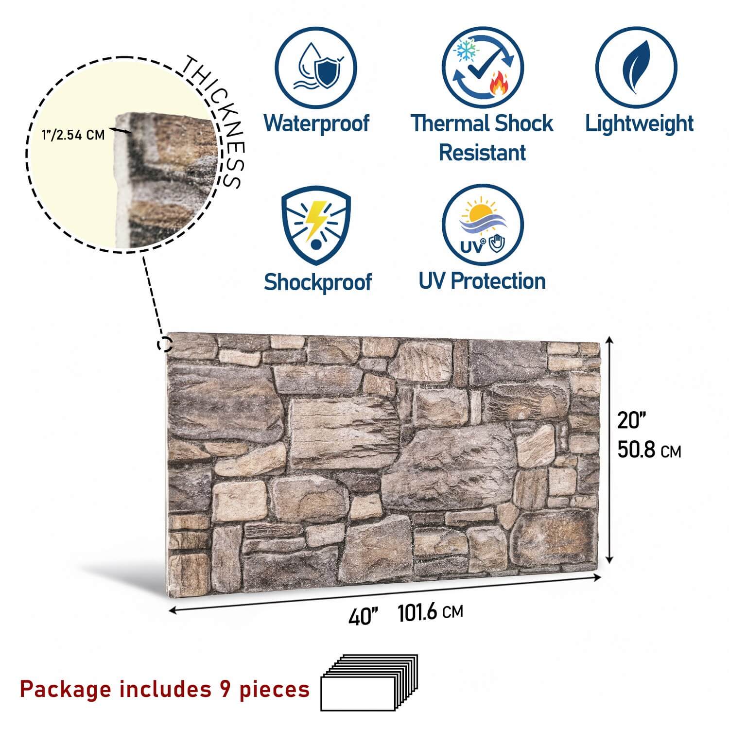 Slate 3D Faux Stone Wall Panel – Decorative Styrofoam Stone Effect