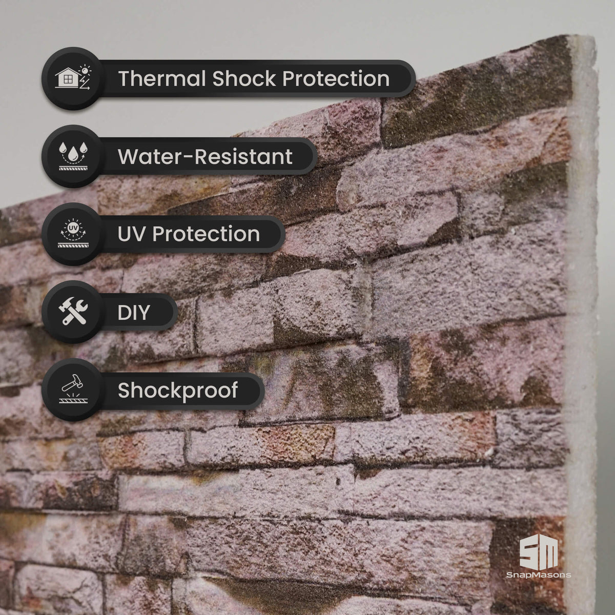 Realistic stone ledge effect styrofoam 3D wall panel for DIY decor projects