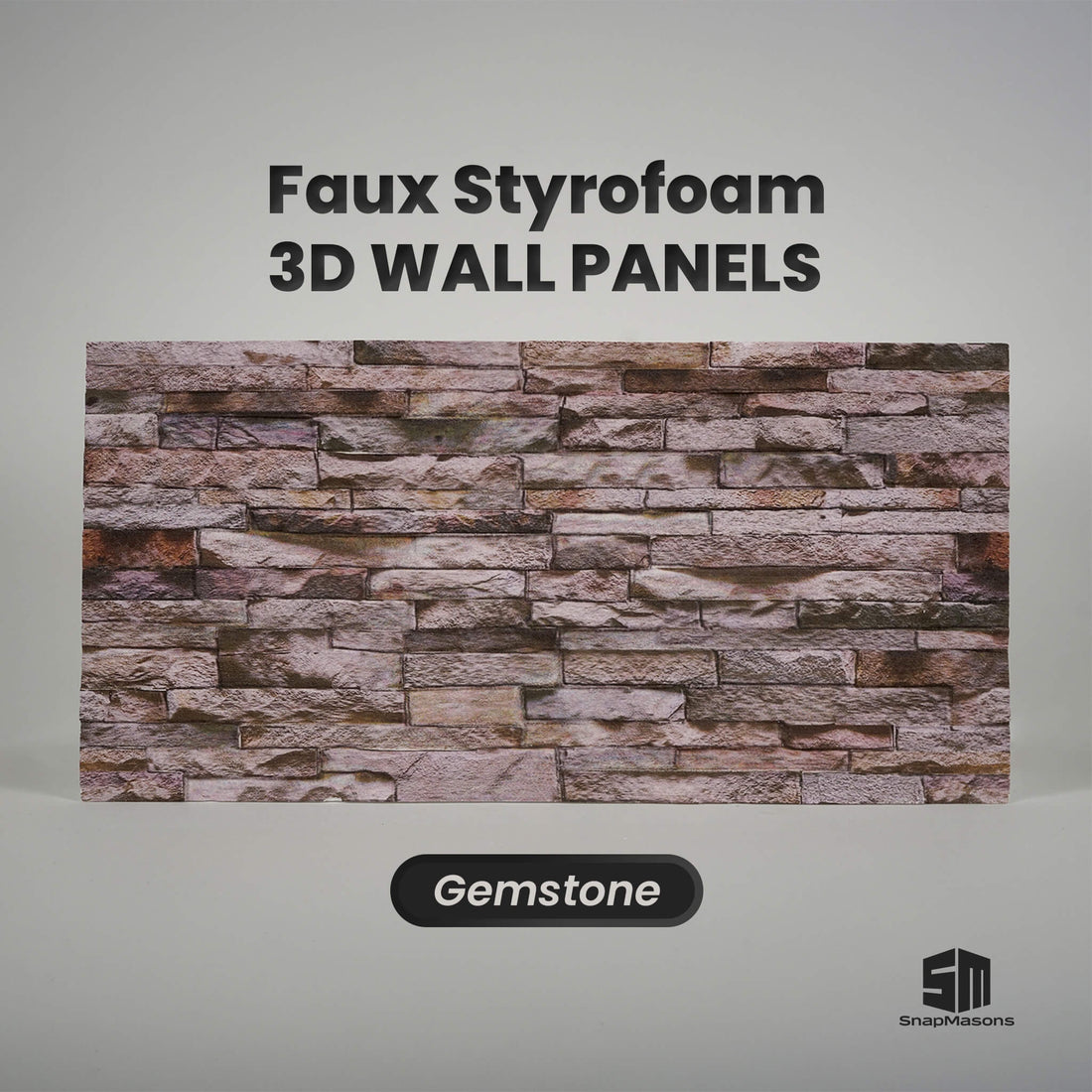 Gemstone 3D faux stacked stone styrofoam wall panel with multi-tone purple-brown stone texture
