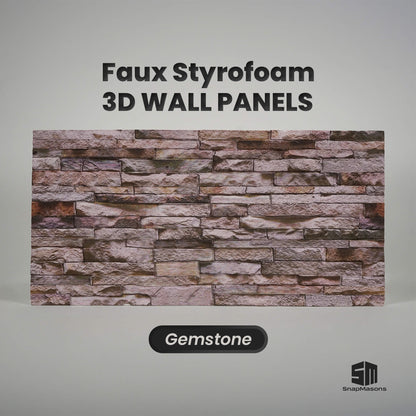 Gemstone 3D faux stacked stone styrofoam wall panel with multi-tone purple-brown stone texture