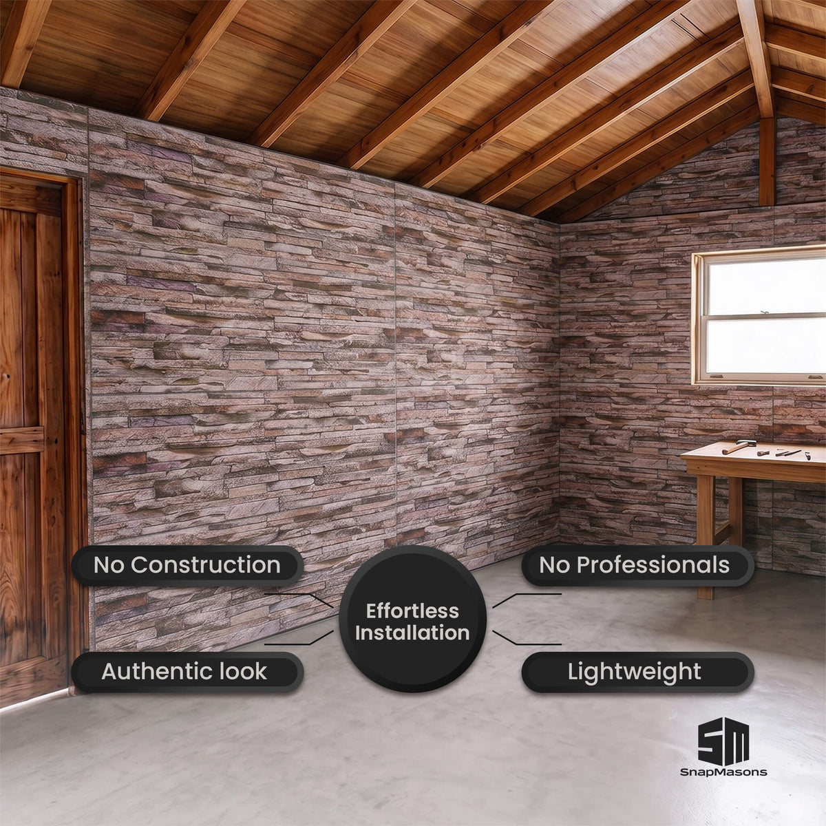 Insulated faux stacked stone styrofoam wall panel for interior design