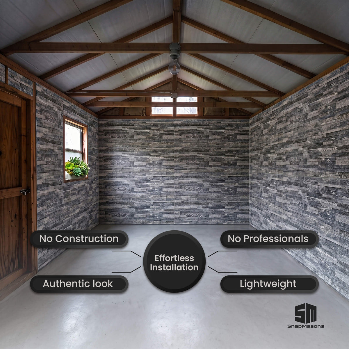 Modern 3D faux ledger stone styrofoam wall cladding panel