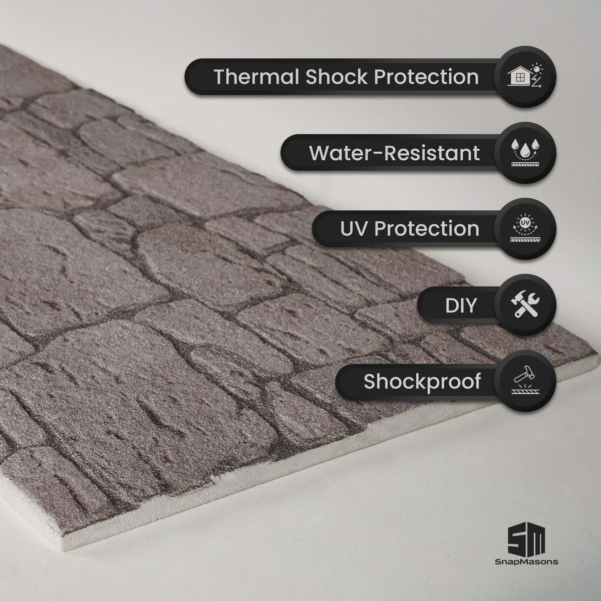 Realistic slate grey stone effect styrofoam 3D wall panel for home decor
