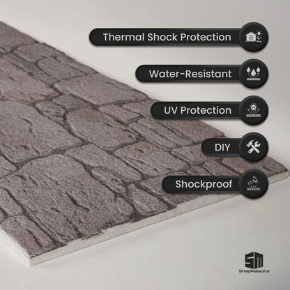 Realistic slate grey stone effect styrofoam 3D wall panel for home decor