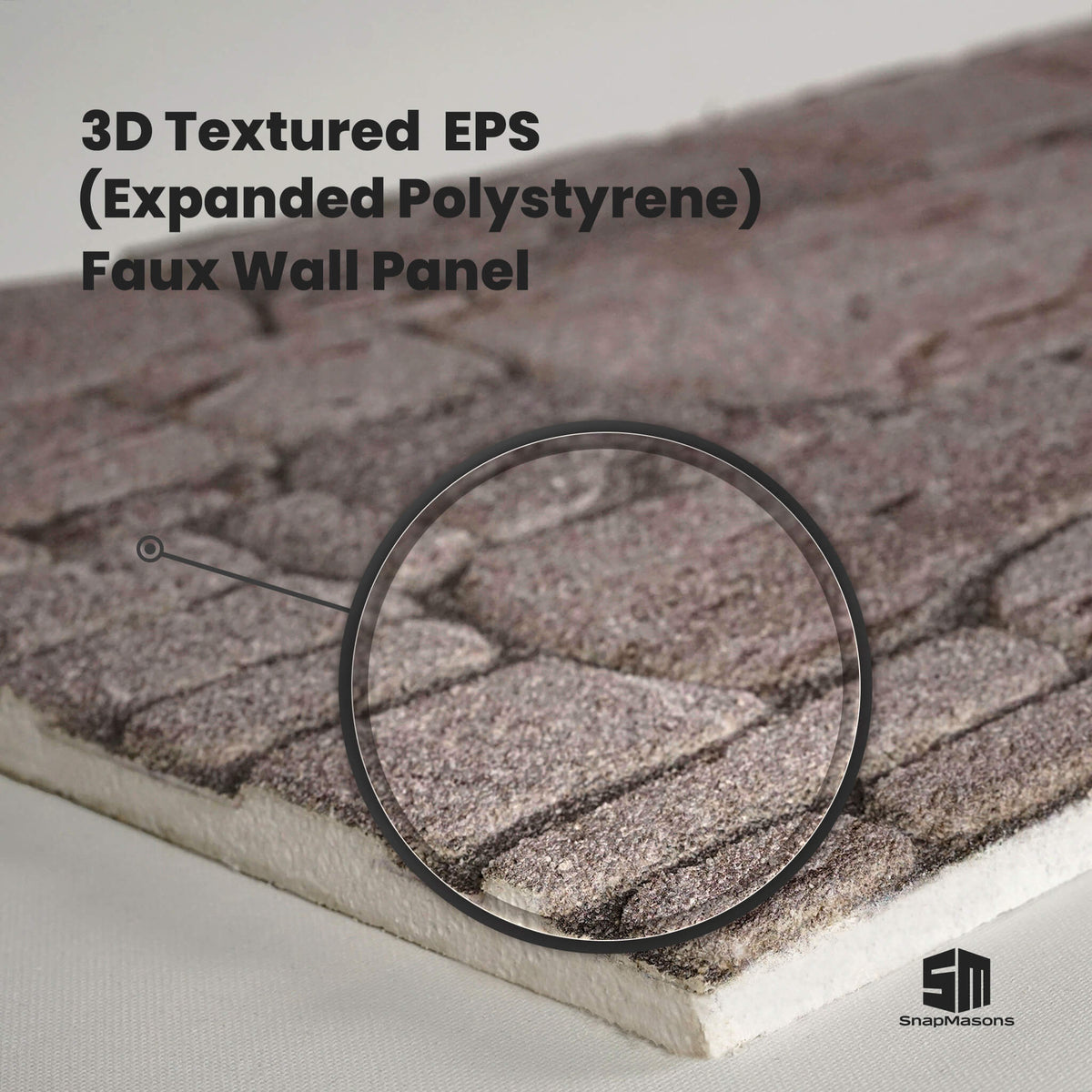 Lightweight 3D faux masonry stone wall covering panel made of styrofoam