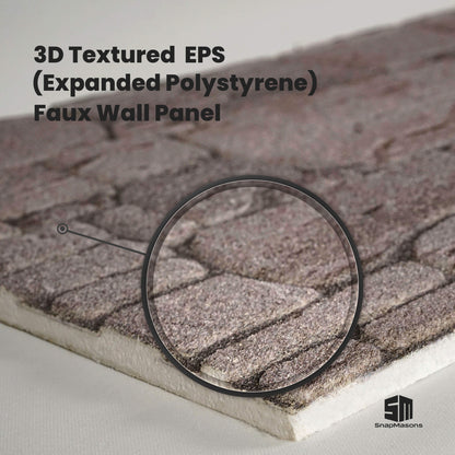 Lightweight 3D faux masonry stone wall covering panel made of styrofoam