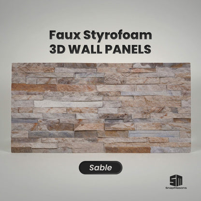 Sable 3D faux stacked stone styrofoam wall panel for rustic interior decor