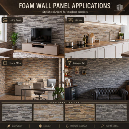 Textured stone veneer effect styrofoam 3D wall panel for accent walls
