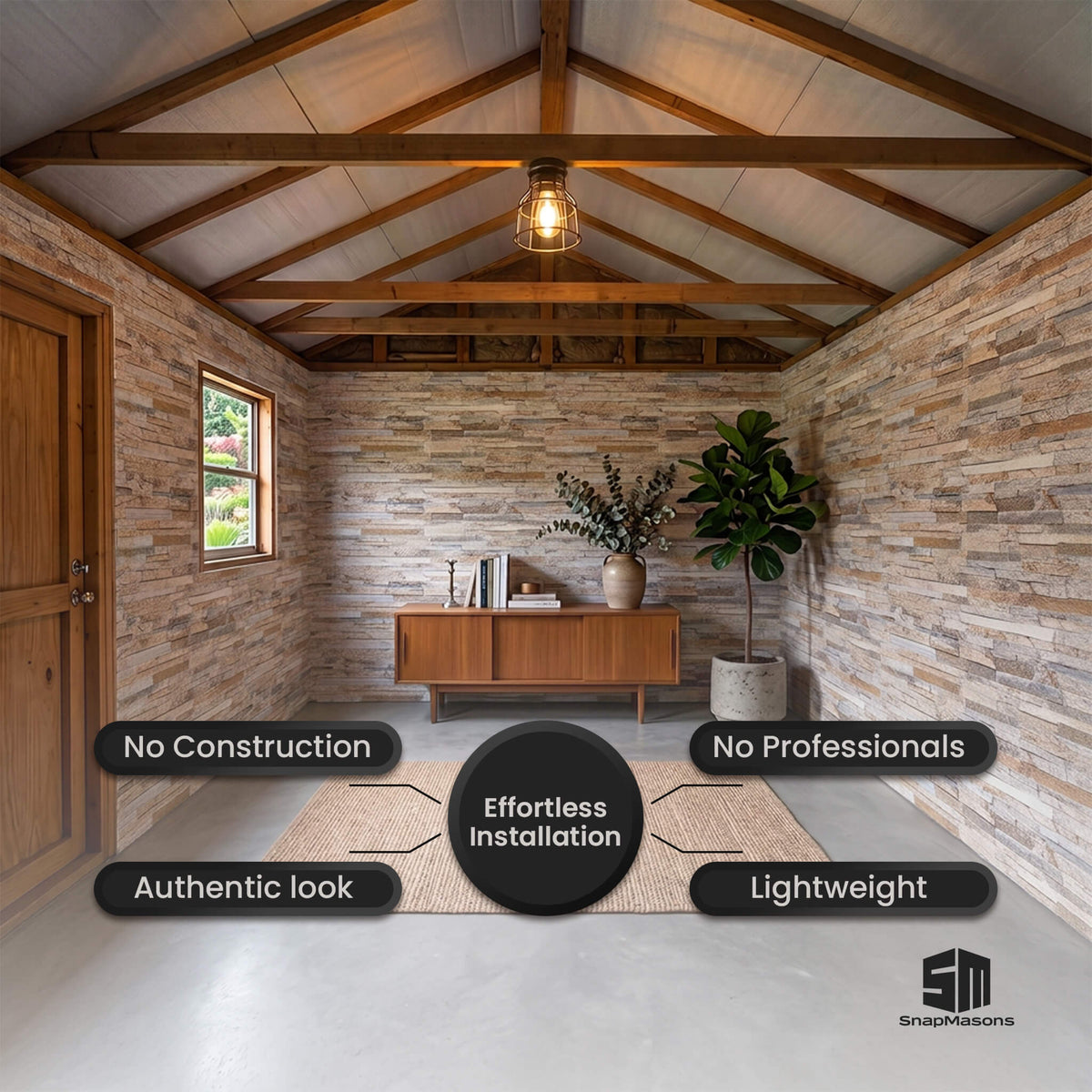 Insulated faux stacked stone styrofoam wall panel for interior design