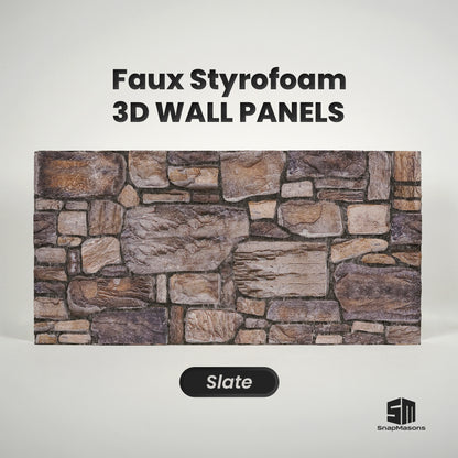 Slate 3D faux stone styrofoam wall panel with realistic multi-tone rock texture