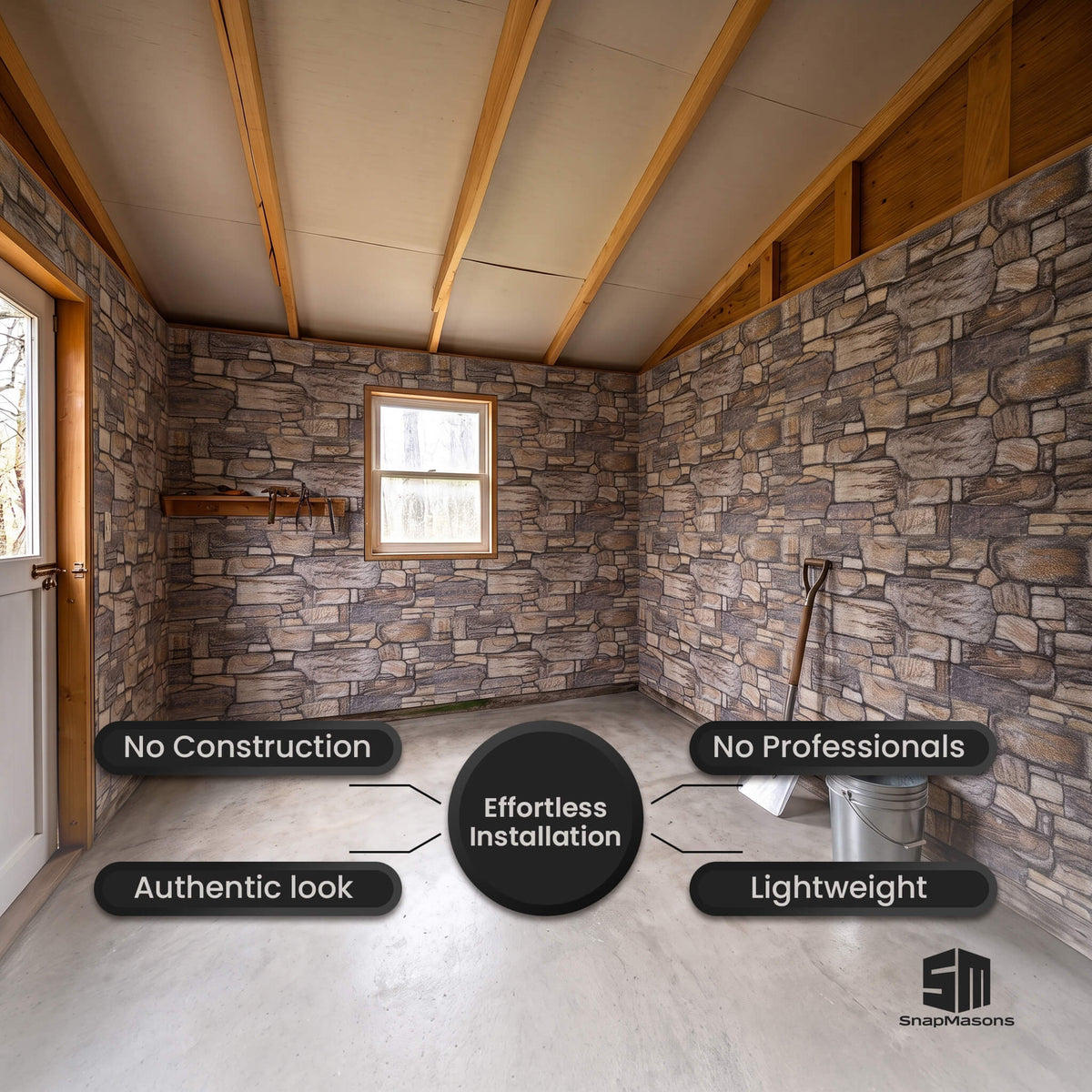 Insulated faux stonework styrofoam wall panel for interior design