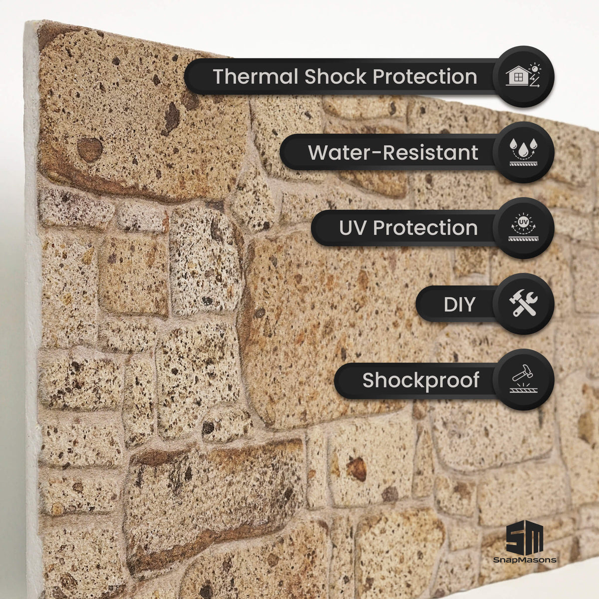 Realistic light brown stone effect styrofoam 3D wall panel for DIY renovation