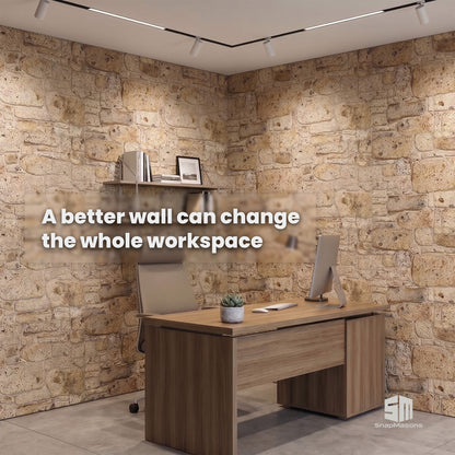 Textured faux stonework styrofoam wall paneling for realistic home decor