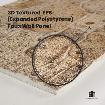 Lightweight 3D faux masonry stone wall covering panel made of styrofoam