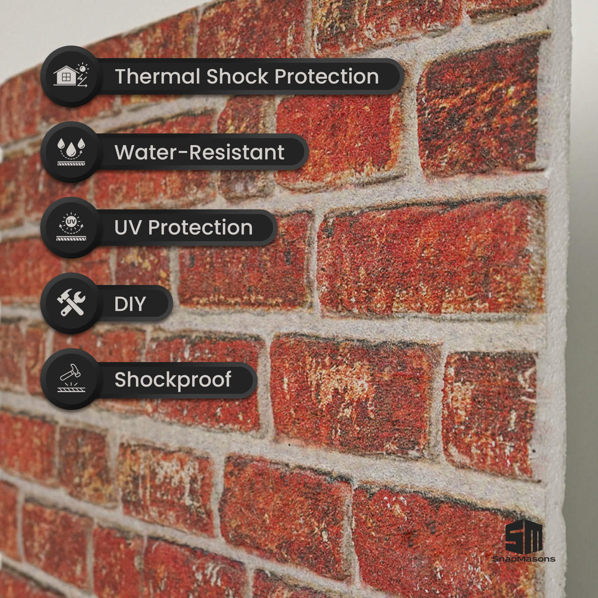 Decorative Vermilion faux brick styrofoam panel for home interiors